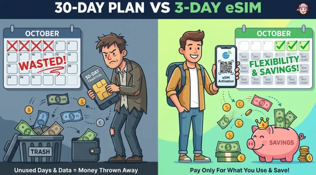 30-Day Plan VS 3-Day eSIM