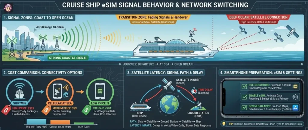 Cruise Ships eSIM-Signal Behaviour and Network Switching
