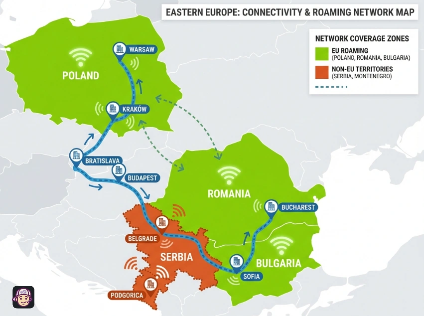 Eastern Europe-Connectivity and Roaming Network Map