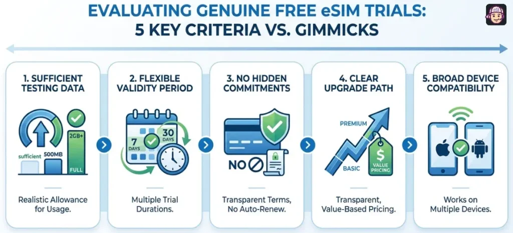 Evaluating Genuine Free eSIMs Trials