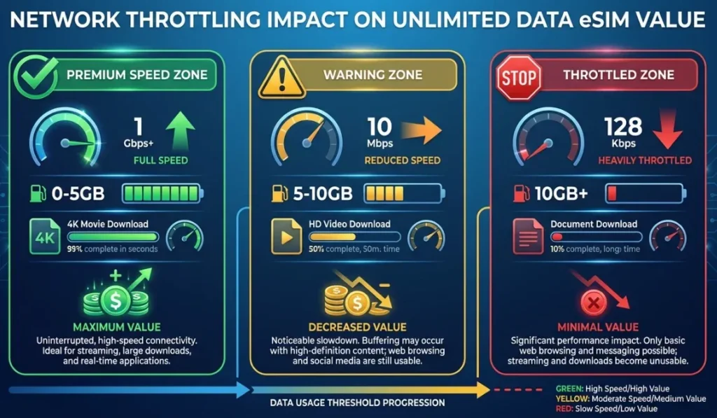 Network Throttling Impact on Unlimited Data eSIM Value