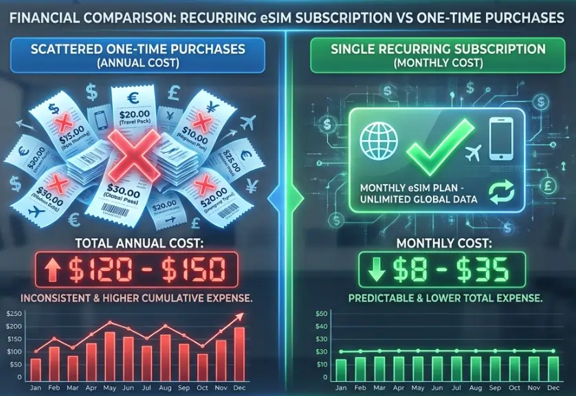 Recurring eSIM Subscription vs One Time Purchases