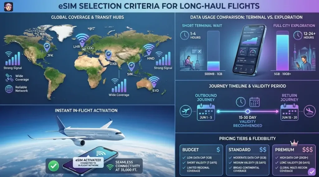 Steps to Choose an eSIM for Long Flights with Layovers