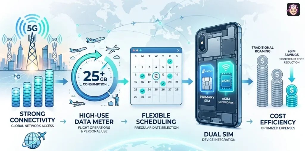 Steps to Pick an eSIM for Flight Attendants