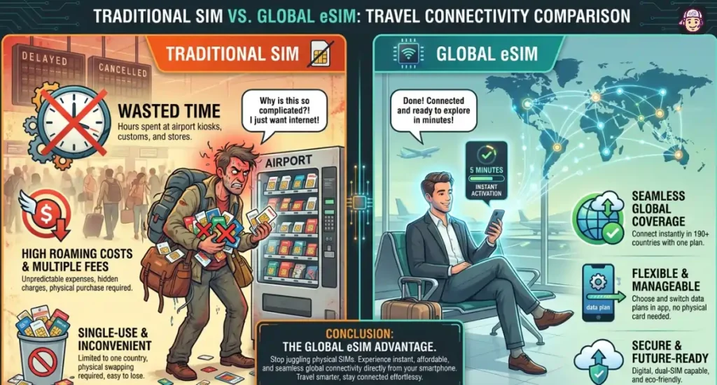 Traditional SIM VS Global eSIM